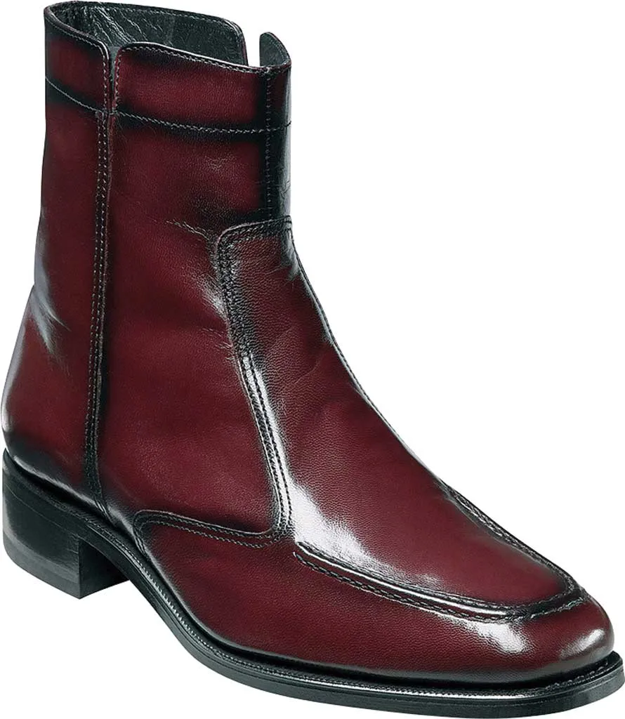 Clean Form Florsheim Men's ESSEX  Moc Toe Zipper Boot Black Cherry - Free Socks