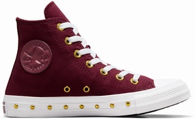 Cool Pop Converse Womens Chuck Taylor All Star Hi Top Deep Bordeaux/ Gold