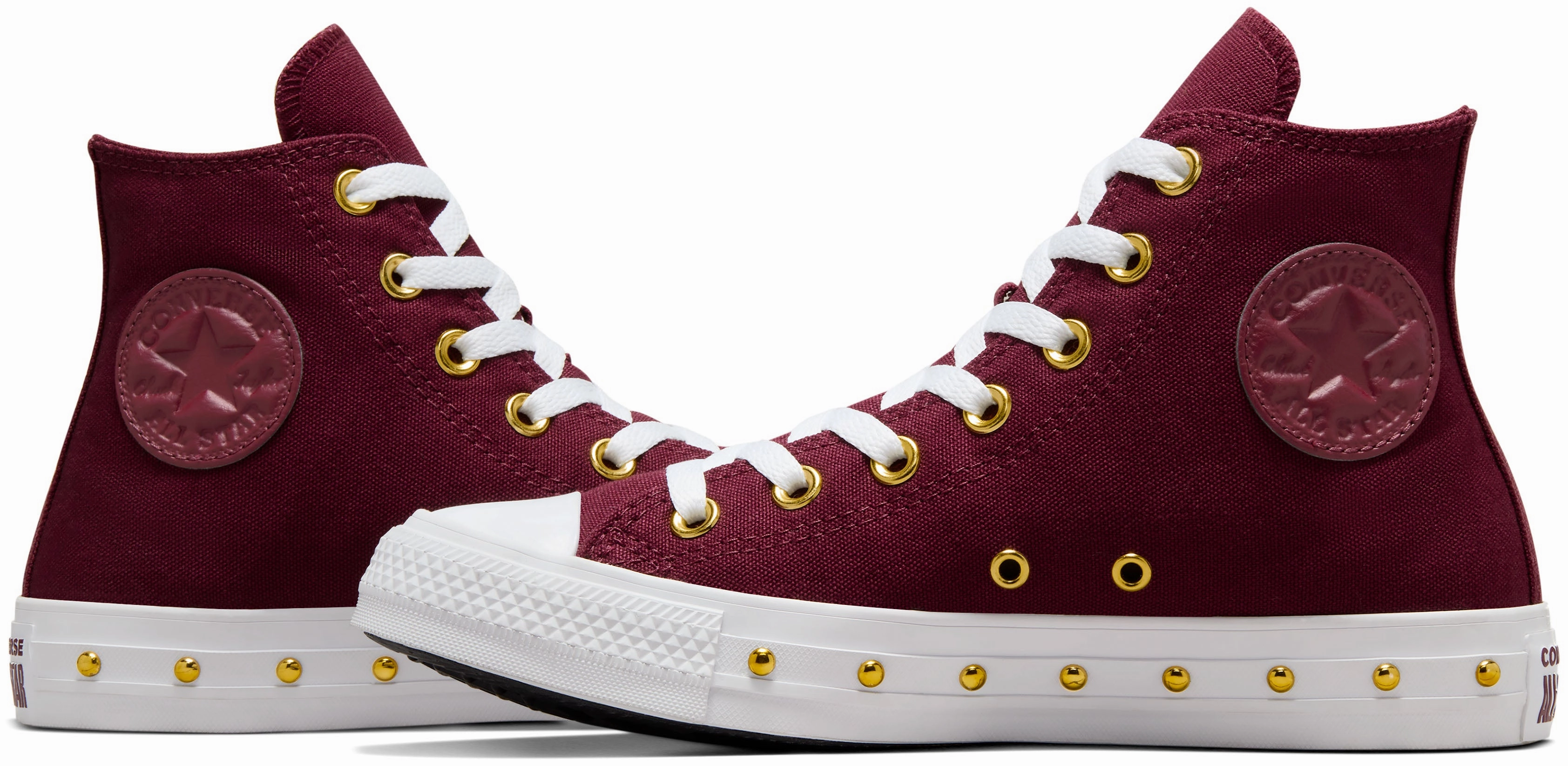 Converse Womens Chuck Taylor All Star Hi Top Deep Bordeaux/ Gold Play Hard