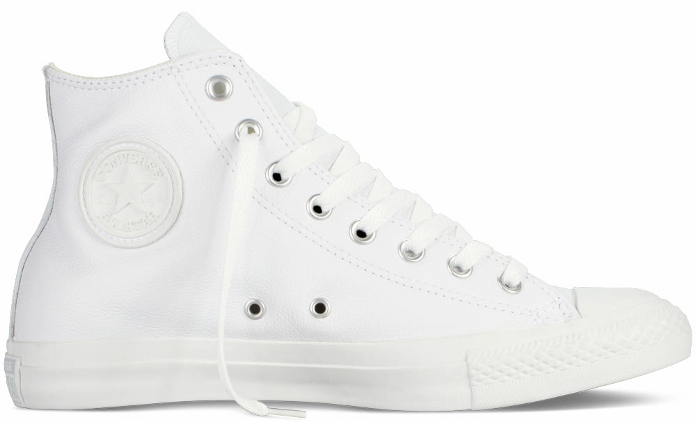 School Day Converse Chuck Taylor All Star Hi Top White Leather Monochrome