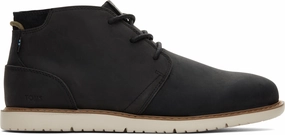 Navi Chukka Boot - Black Leather Comfortable Support Brogue Detail