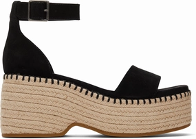 Breathable Material Laila Platform Sandal - Black Suede