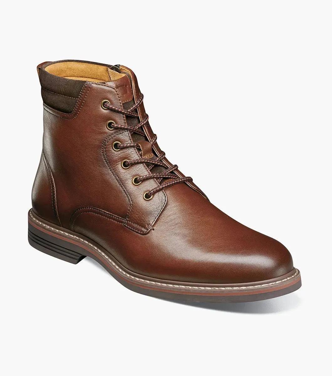 Florsheim Men's Norwalk Plain Toe Lace Up Boot Cognac Tumbled Chill Ready
