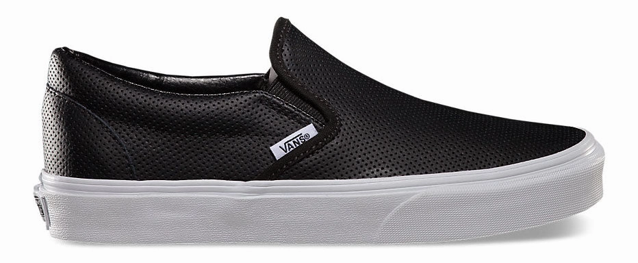 Vans Classic Slip-On (Perf Leather) Black Synthetic Upper Meadow Glow