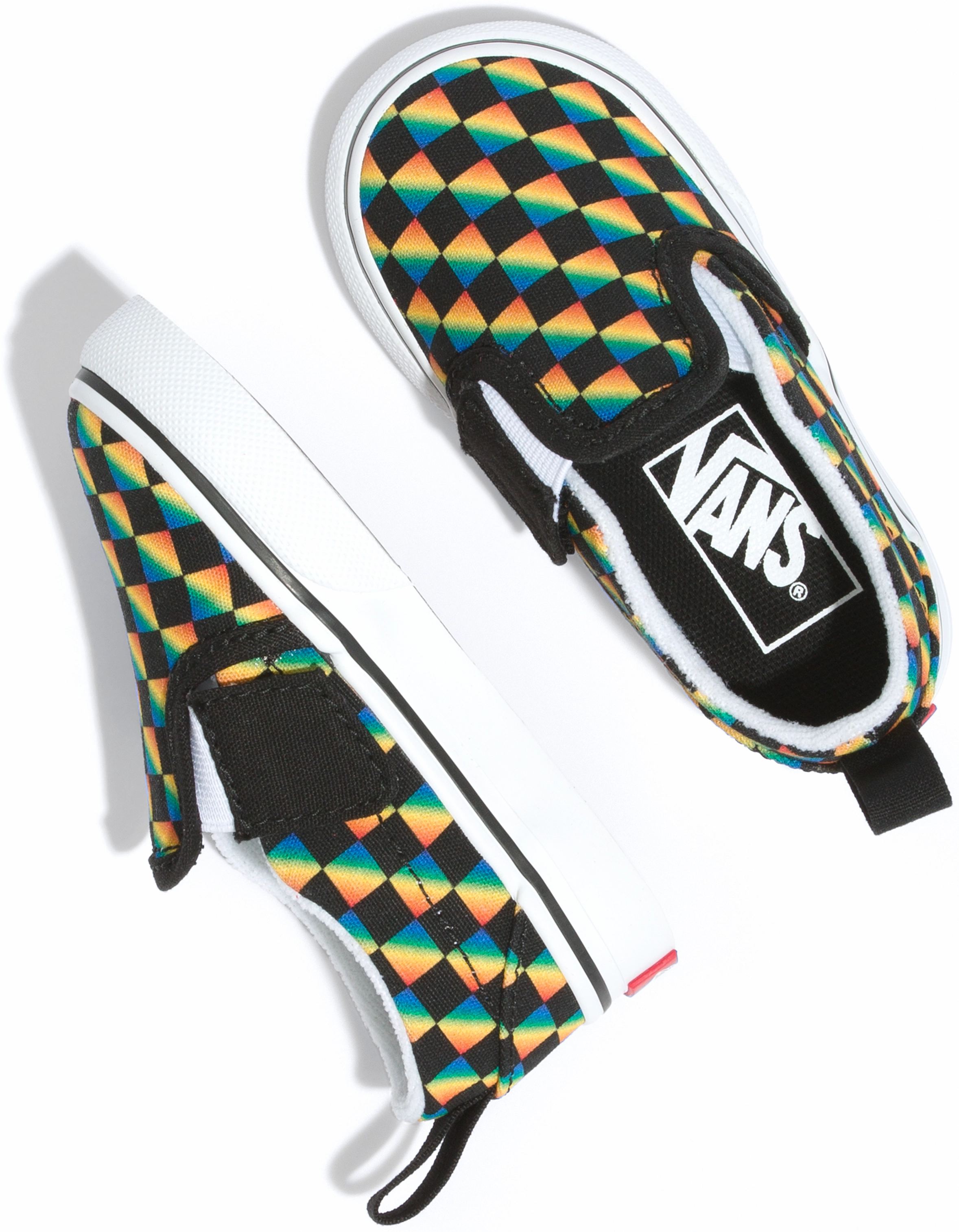 Vans Toddler Classic Slip-On Rainbow Checkerboard/Black Classic Casual