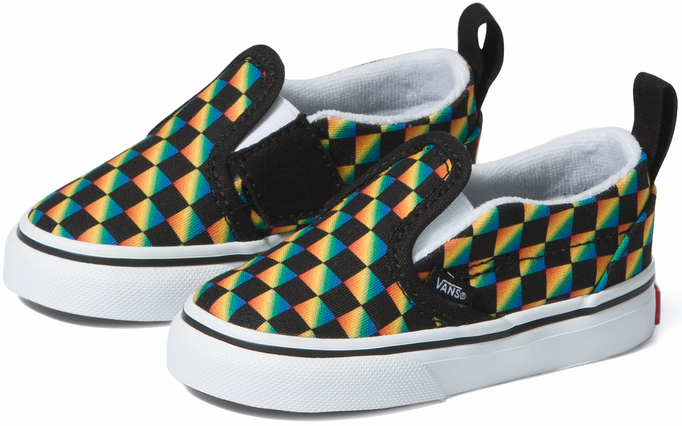 Swift Path Vans Toddler Classic Slip-On Rainbow Checkerboard/Black