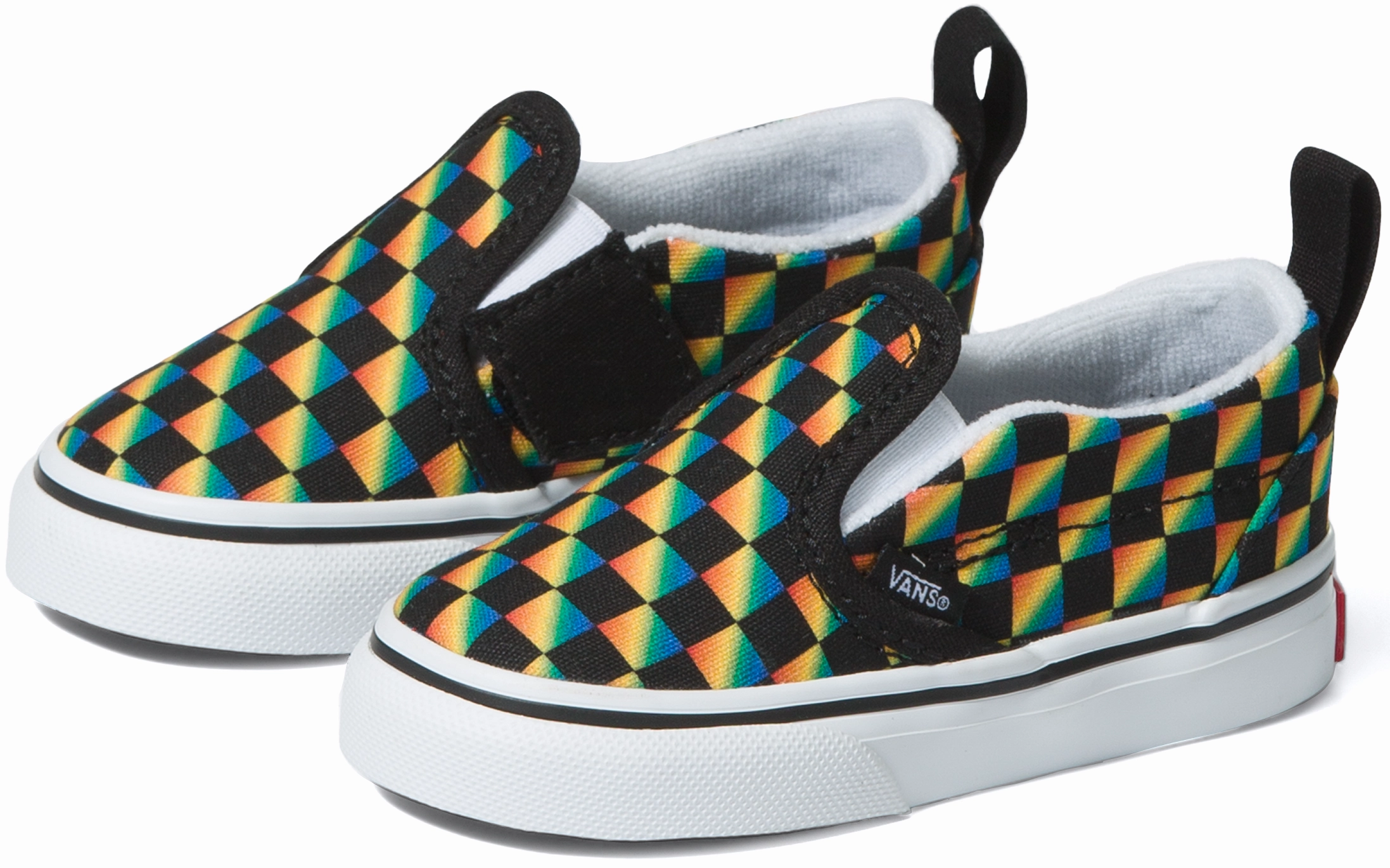 Swift Path Vans Toddler Classic Slip-On Rainbow Checkerboard/Black