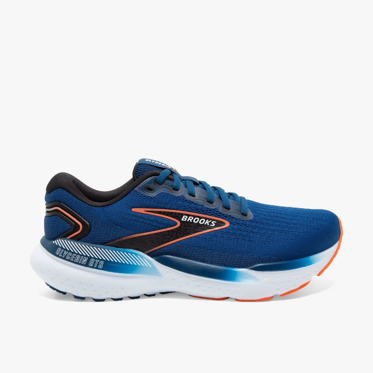 Brooks Men's Glycerin GTS 21 Sneaker Blue Opal/Black/Nasturtium Non Slip Tread Functional