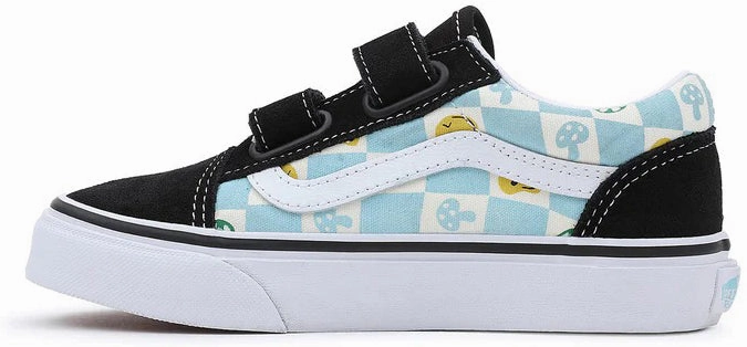 Vans Kids Old Skool V Melted Check Black/Multi Low - top kids' shoes Boys' clothing