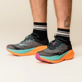 Hoka - Mach X 2 - Black / Electric Aqua breathable mesh performance Easy On And Off