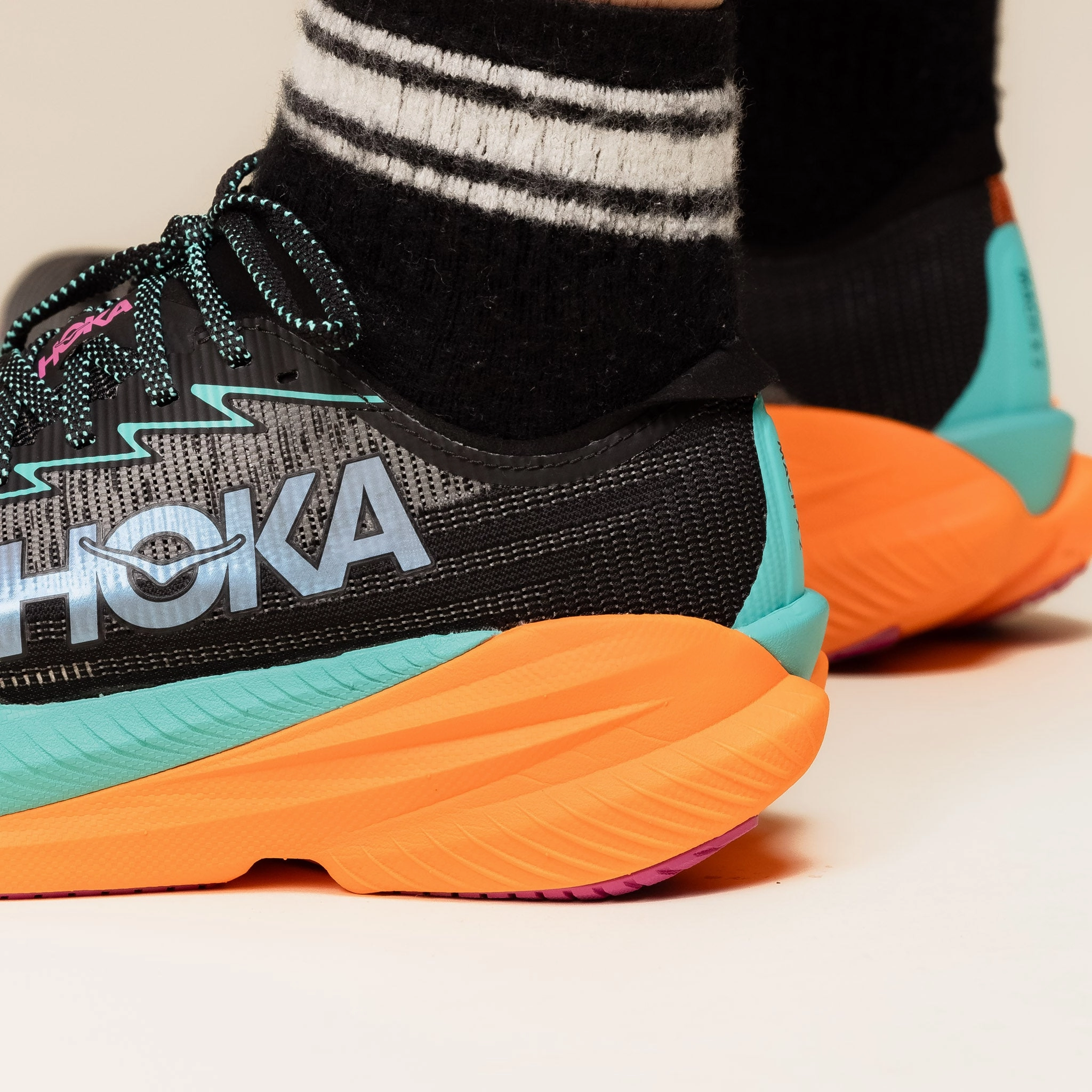 breathable running shoes Hoka - Mach X 2 - Black / Electric Aqua
