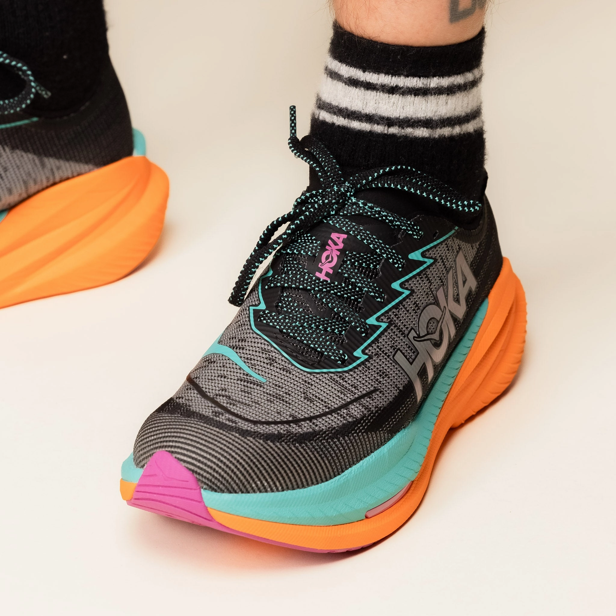 Hoka - Mach X 2 - Black / Electric Aqua Breathable Upper SupportiveMidfoot