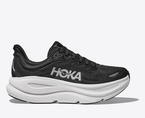 Secure Lace Lock Hoka One One Men's Bondi 9 Sneakers Black / White