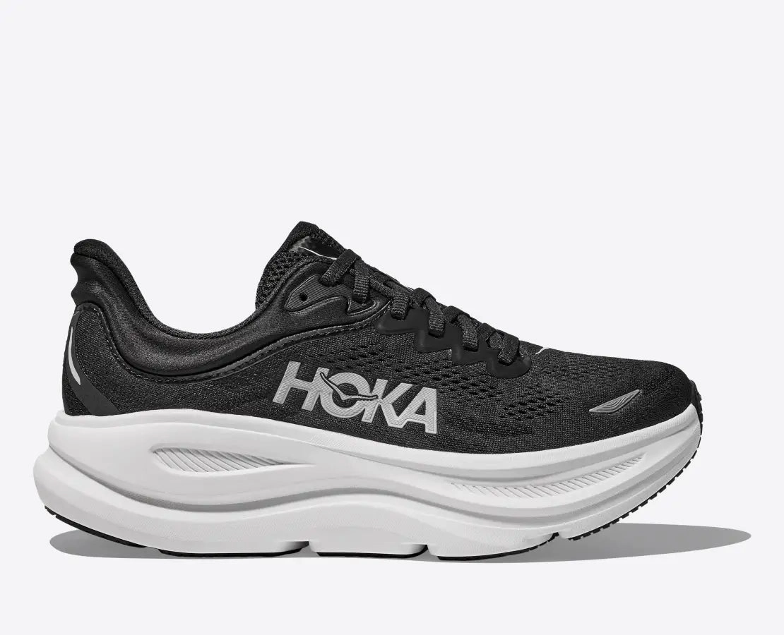 Hoka One One Men's Bondi 9 Sneakers Black / White Responsive Control Power Moves