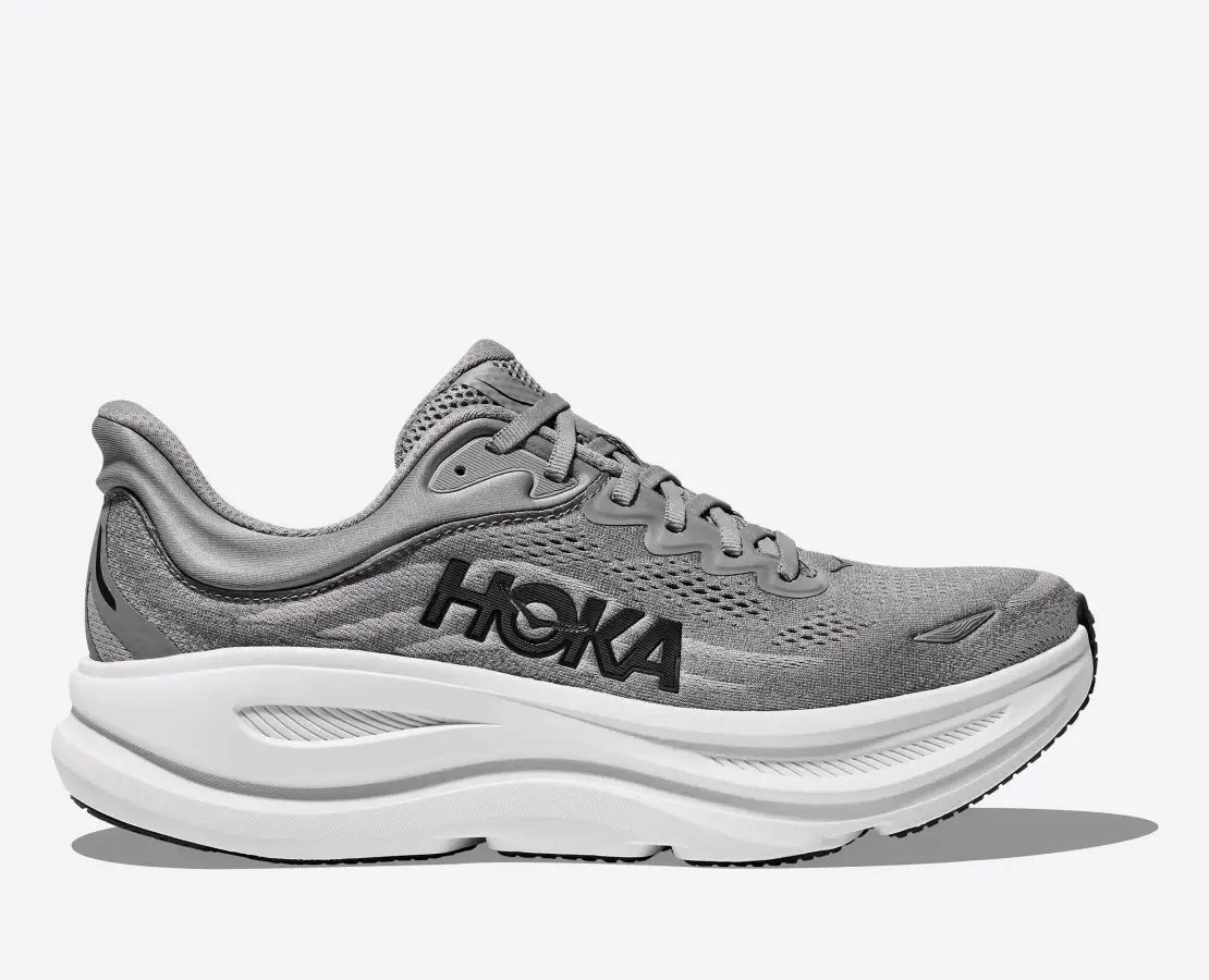 Hoka One One Men's Bondi 9 Sneakers Galactic grey / Stellar grey comfort features High Traction Design