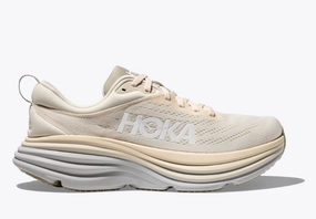 Hoka One One Mens Bondi 8 Sneakers Oat Milk Barley Stylish Silhouette TPU Reinforcement