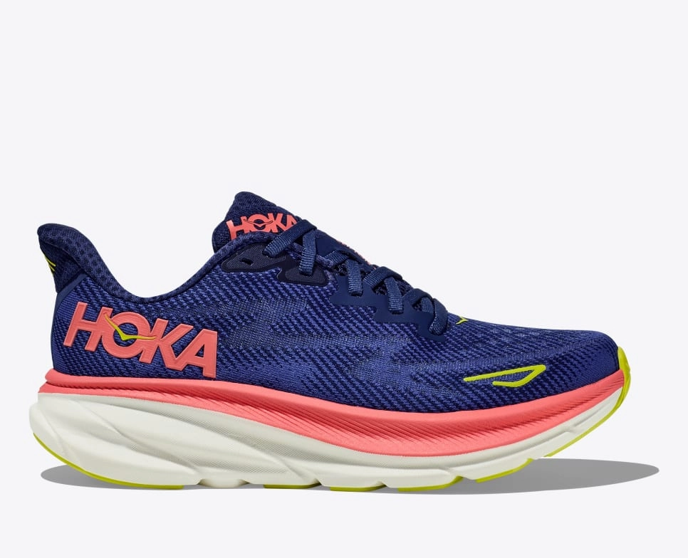 Slip   On Design Lightweight Ease Hoka One One Women's Clifton 9 Sneaker Evening Sky / Coral