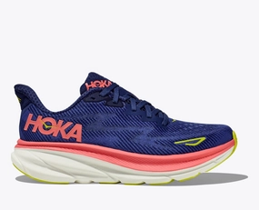 Hoka One One Women's Clifton 9 Sneaker Evening Sky / Coral Hardwearing Ultimate Ease