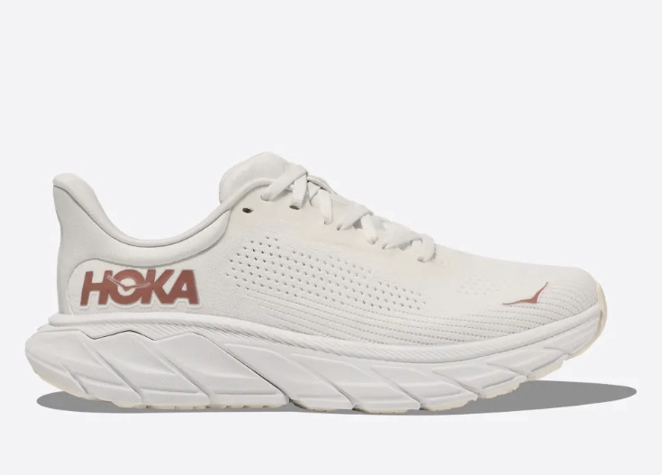 Micro Perforated Tongue Pressure Dispersion System Hoka One One Womens Arahi 7 Blanc De Blanc / Rose Gold