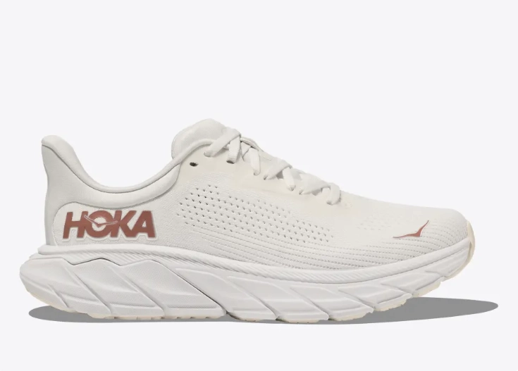 Micro Perforated Tongue Pressure Dispersion System Hoka One One Womens Arahi 7 Blanc De Blanc / Rose Gold