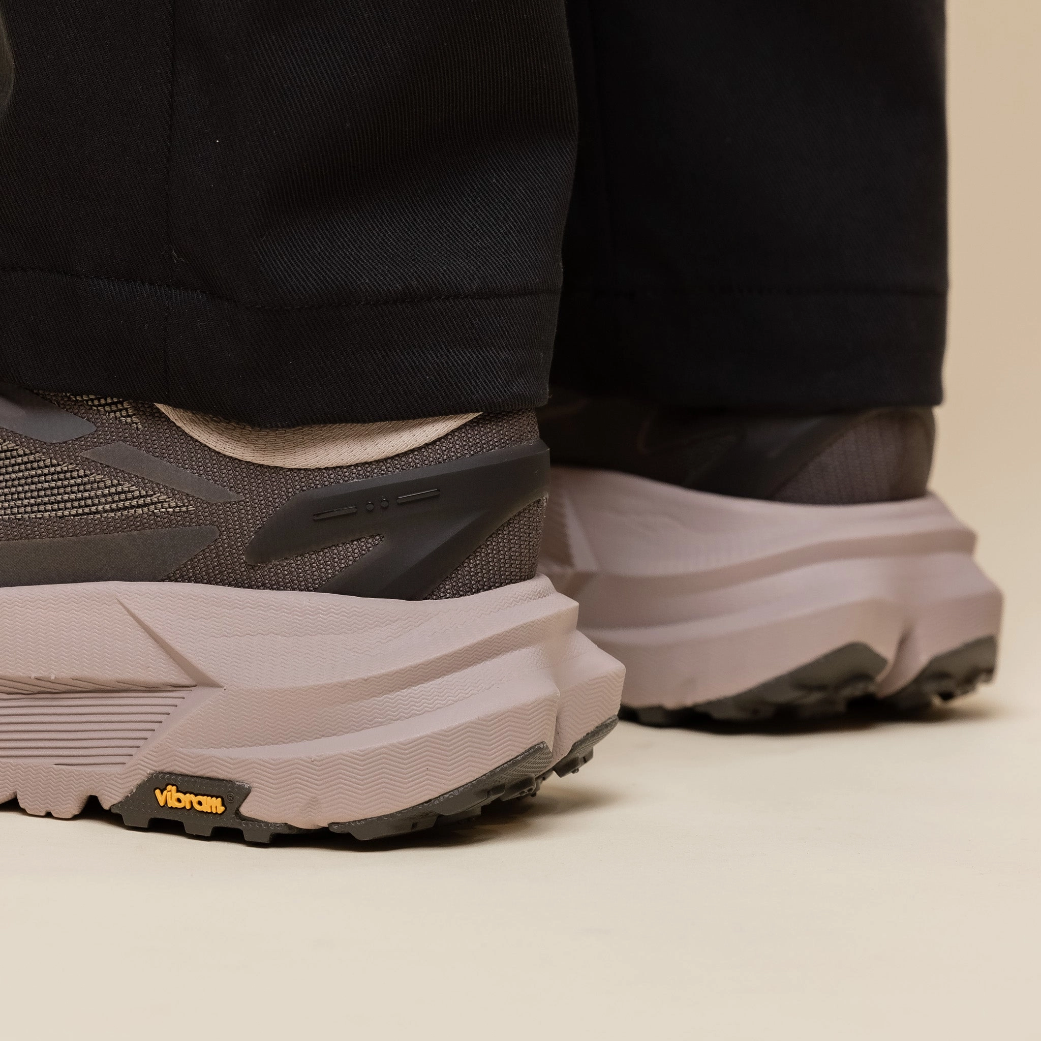 running in a coastal area high - arched shoes Hoka x J.L-A.L - Mafate X J.L-A.L - Beluga / Volcanic Ash