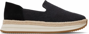 Square Toe Street Comfort Jocelyn Espadrille Sneaker - Black Slub/Suede