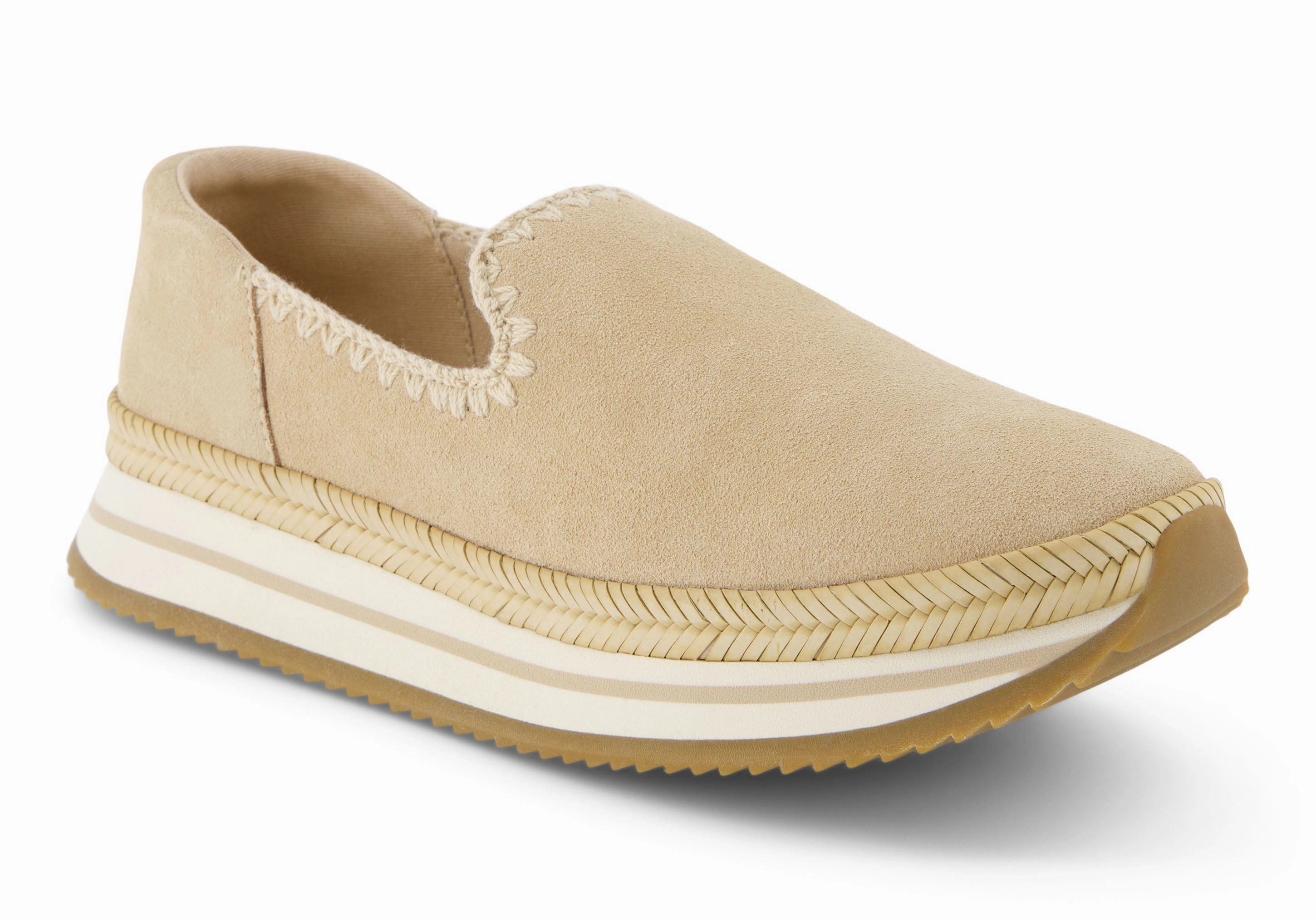 Quick Fit Slip Jocelyn Espadrille Sneaker - Oatmeal Suede/Deco Stitch
