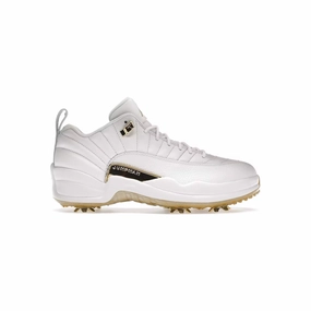 Durable toe cap Abrasion Resistant Reinforcement Jordan 12 Golf Metallic Gold