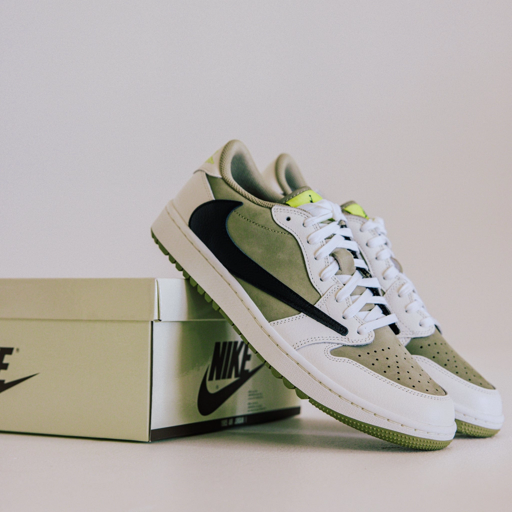 Durable Fabric Jordan 1 Retro Low Golf Travis Scott Neutral Olive
