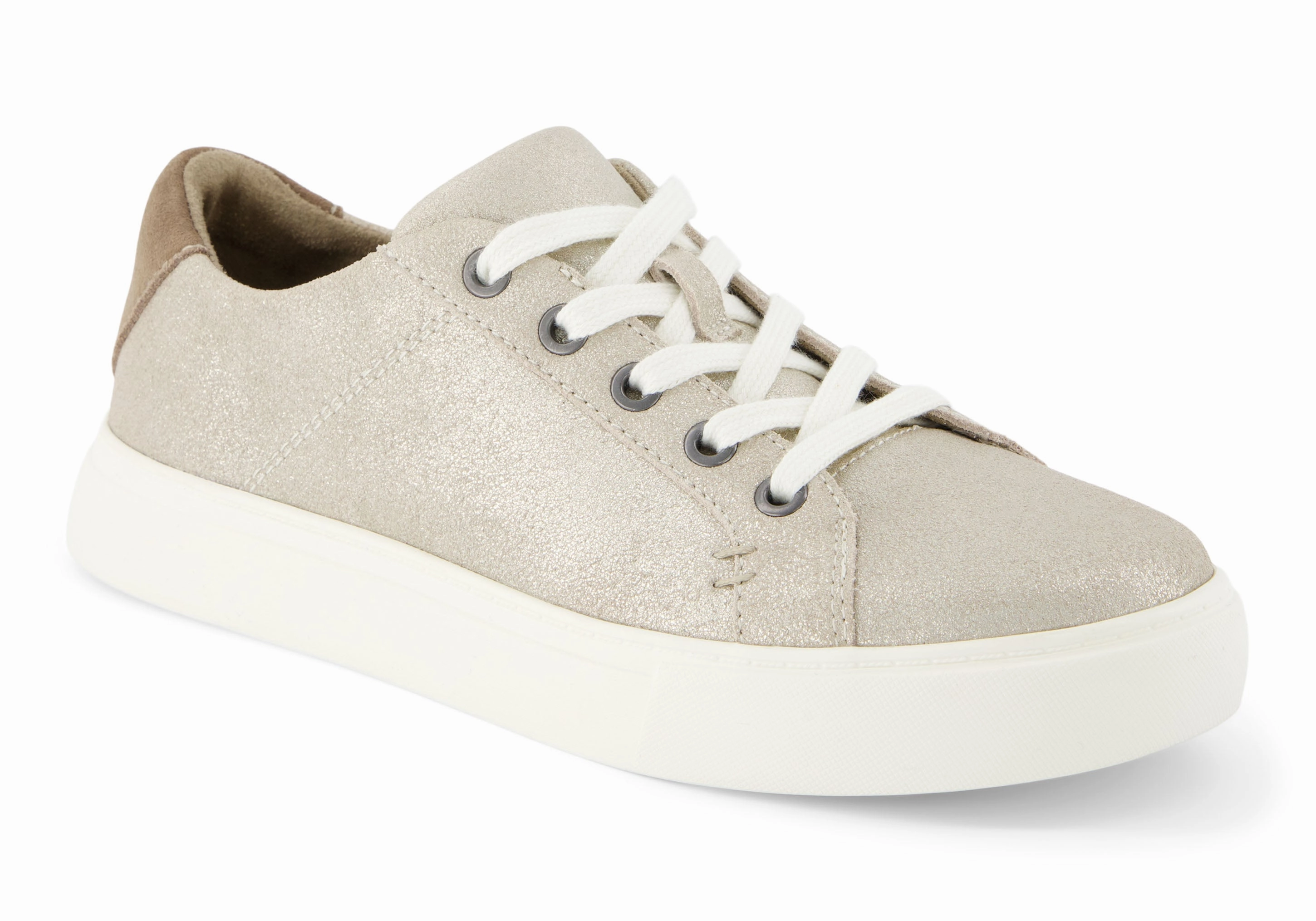 Smooth Internal Seams Kameron Sneaker - Champagne Metallic Suede