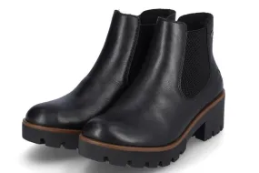 Rieker Women's AMALIA 79265 Ankle Boot Black Dual Lined Wind Barrier