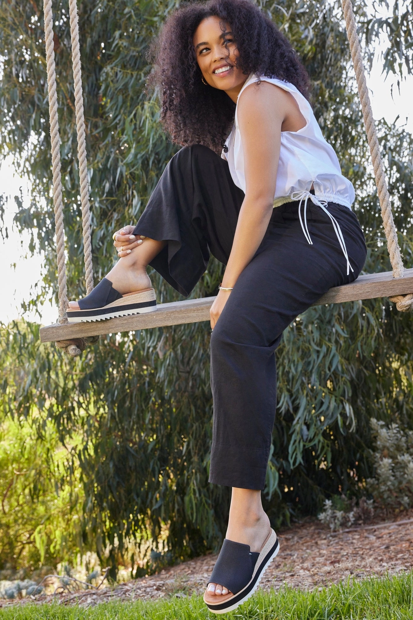 Instant Fit Shoes Diana Mule Sandal - Black Canvas