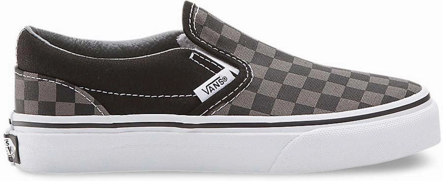 Vans Kids Classic Slip-On (Checker) Black/Pewter Soft Interior