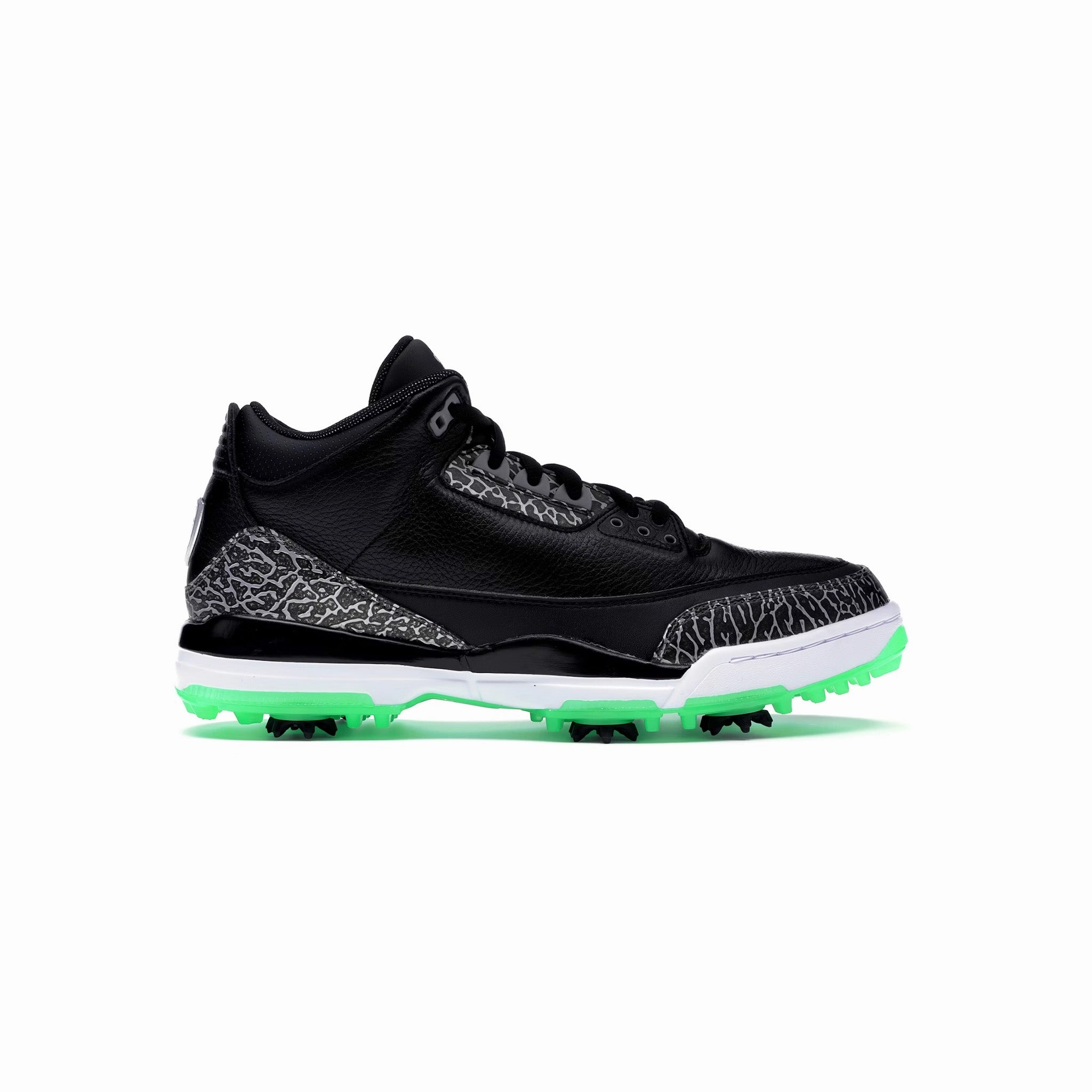 Jordan 3 Retro Golf Black Green Glow Lifestyle Athlete Moisture Wicking Lining