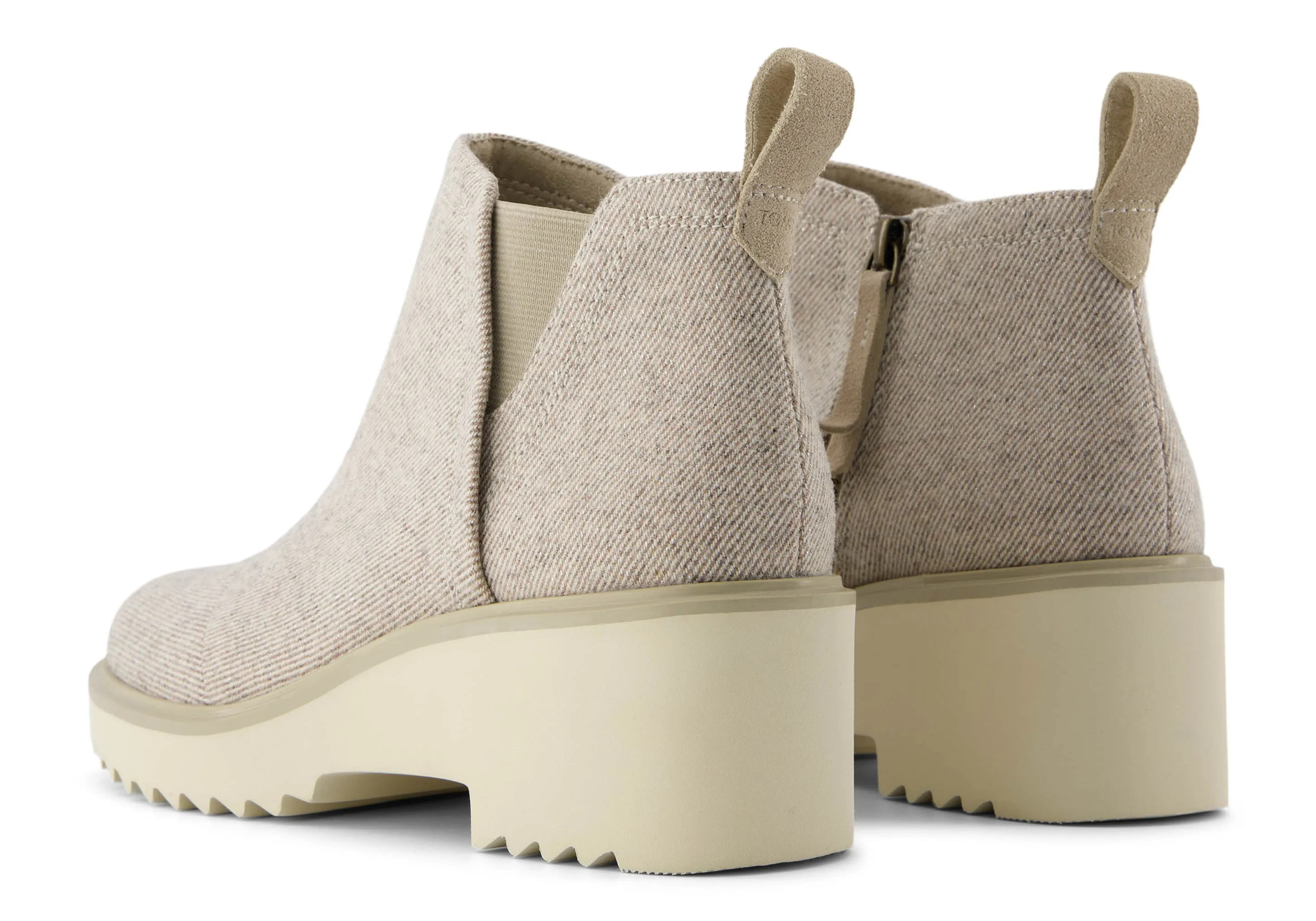 Maude Ankle Boot - Natural Shimmer Twill Wide Sole Outdoor Function