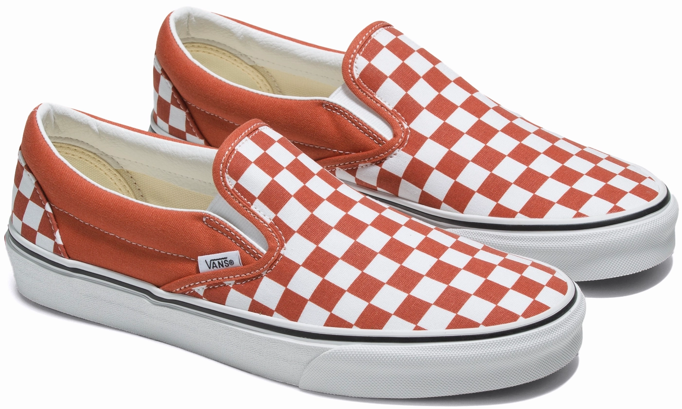 Curve Hug Vans Classic Slip-On Checkerboard Burnt Ochre