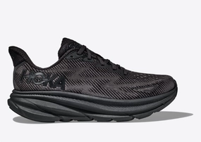 Hoka One One Women's Clifton 9 Sneaker Black/Black Dynamic Suspension Perforated Vamp