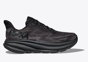 Hoka One One Women's Clifton 9 Sneaker Black/Black Dynamic Suspension Perforated Vamp