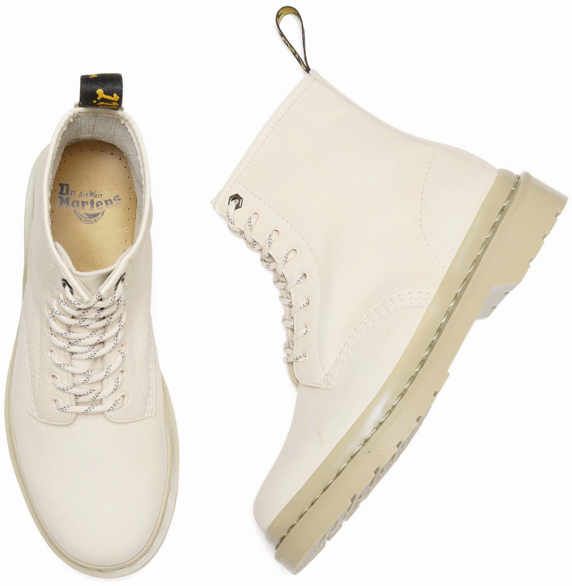 High Top Comfort And Durability Dr. Martens 1460 Parchment Beige Milled Nubuck WP