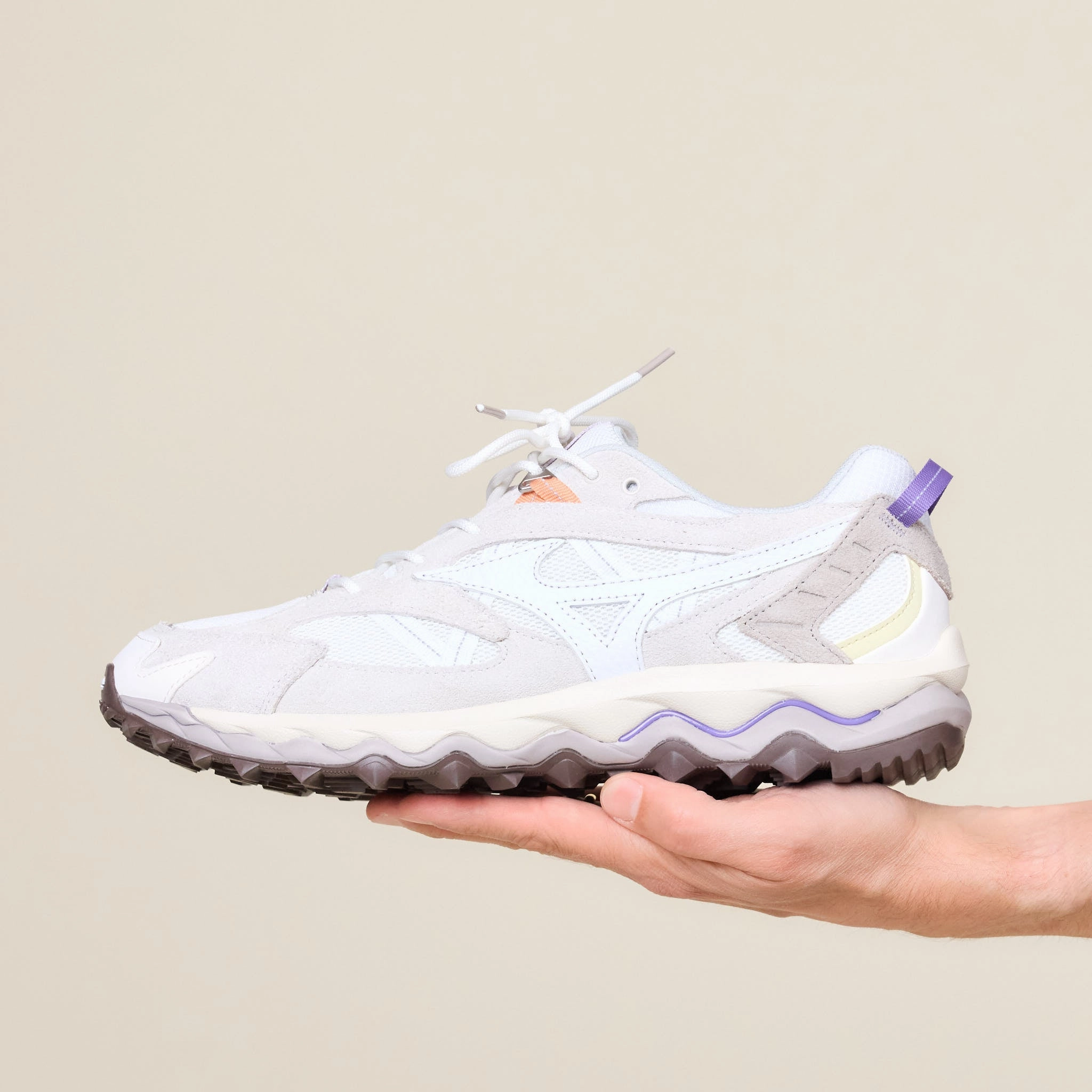 Mizuno - Wave Mujin TL - Snow White / White / Paisley Purple Angel Glow Breathable Material