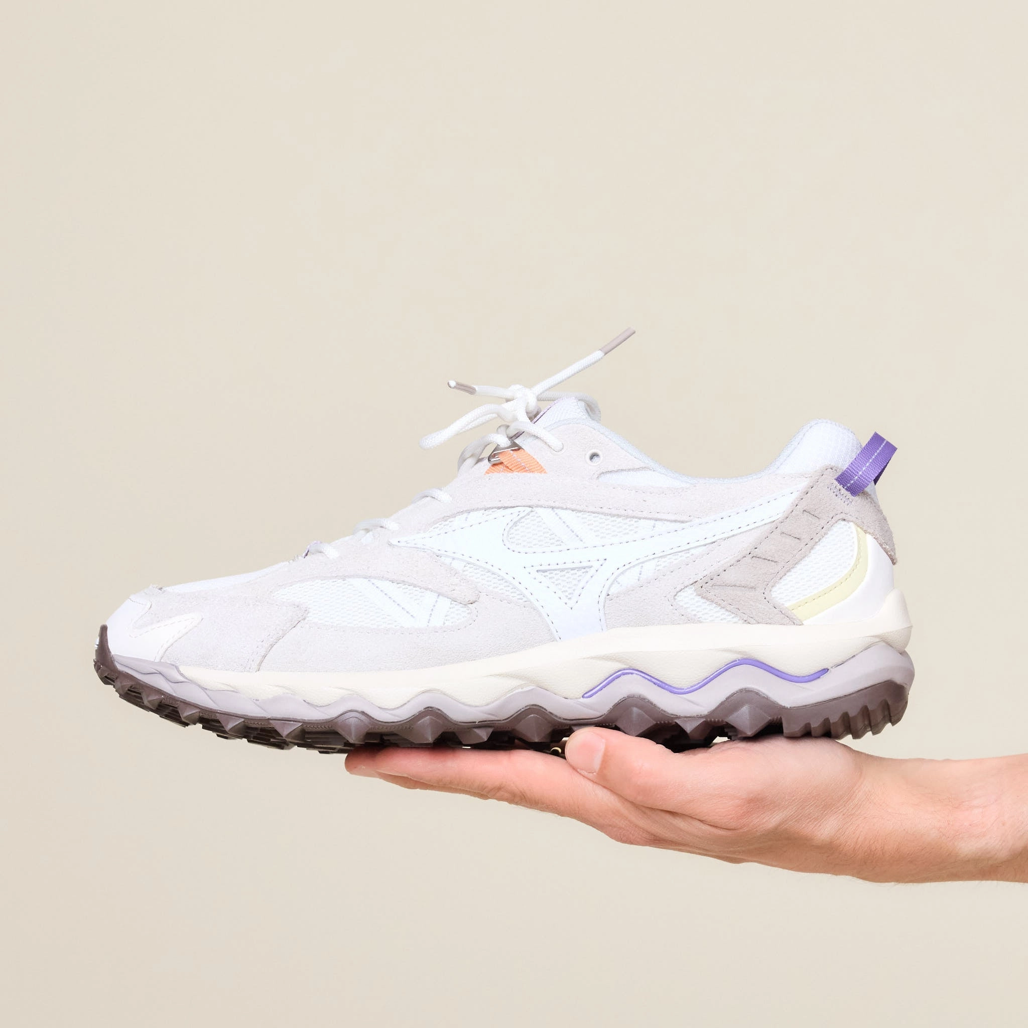 Mizuno - Wave Mujin TL - Snow White / White / Paisley Purple Angel Glow Breathable Material