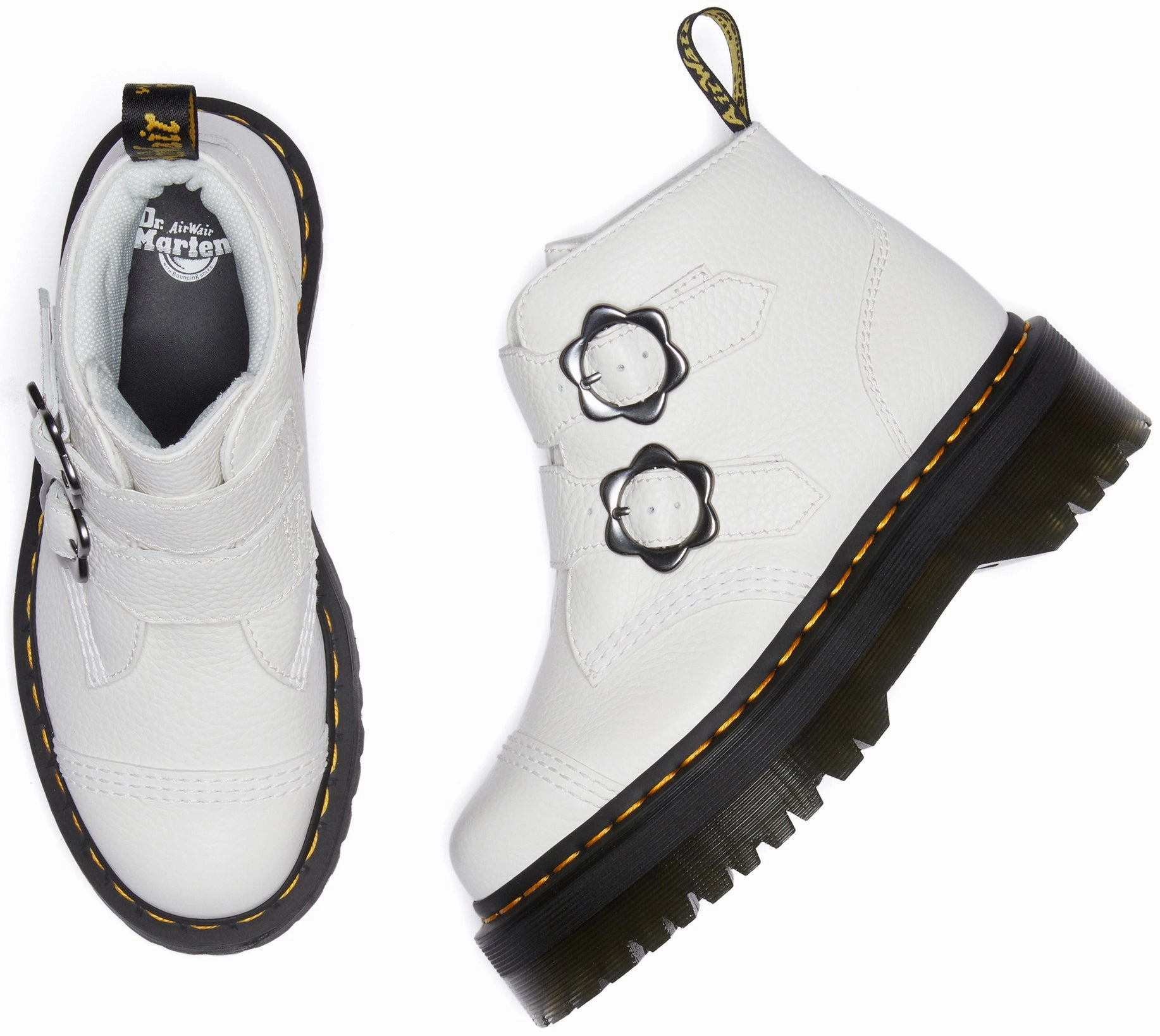 Dr Martens Womens Devon Flower White Nappa Classic