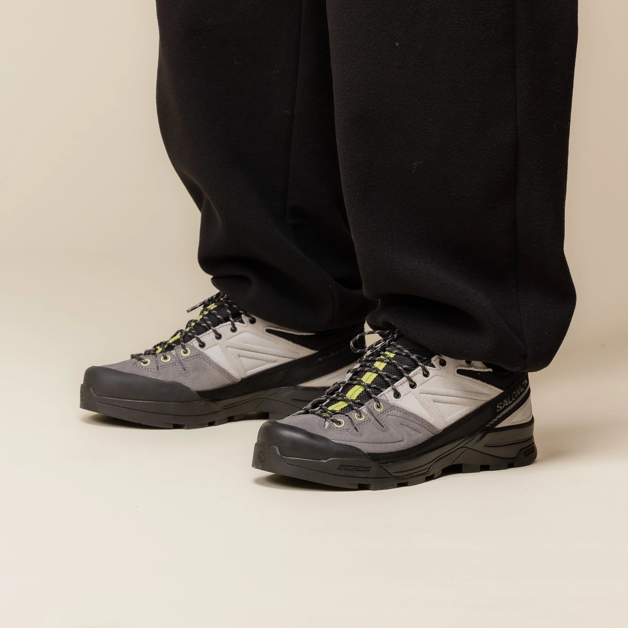 Secure Hold Hiking Salomon - X-ALP Leather - Black / Castlerock / Citron