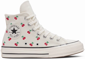 Converse Womens Chuck Taylor All Star 1970s Hi Top Cherries Egret/Black/Red Wide fit Supportive