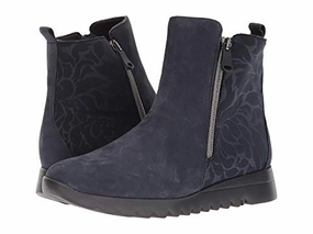 Anti blister Munro Women's Ashcroft Blue Nubuck and Floral Fabric