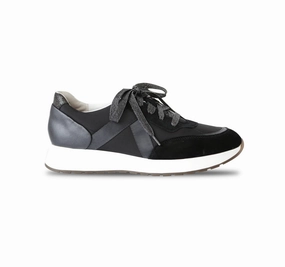 Munro Women's Piper Lace-Up Sneaker Black/Gunmetal Combo Low Profile Drop