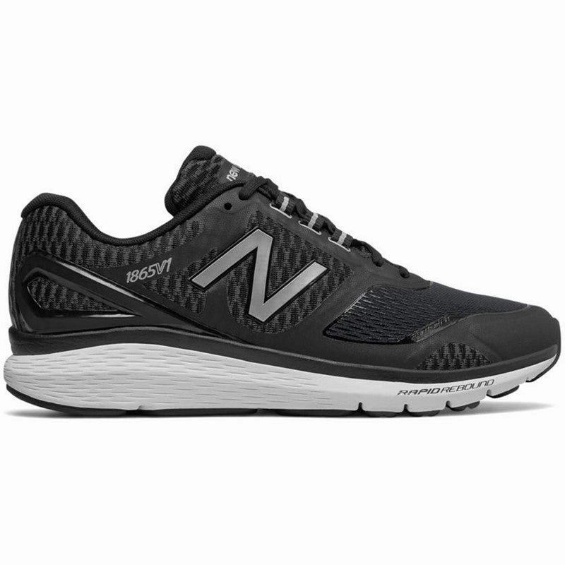 New Balance Men's MW1865V1 Walking Shoes Black/Blue Mesh Gusseted Tongue