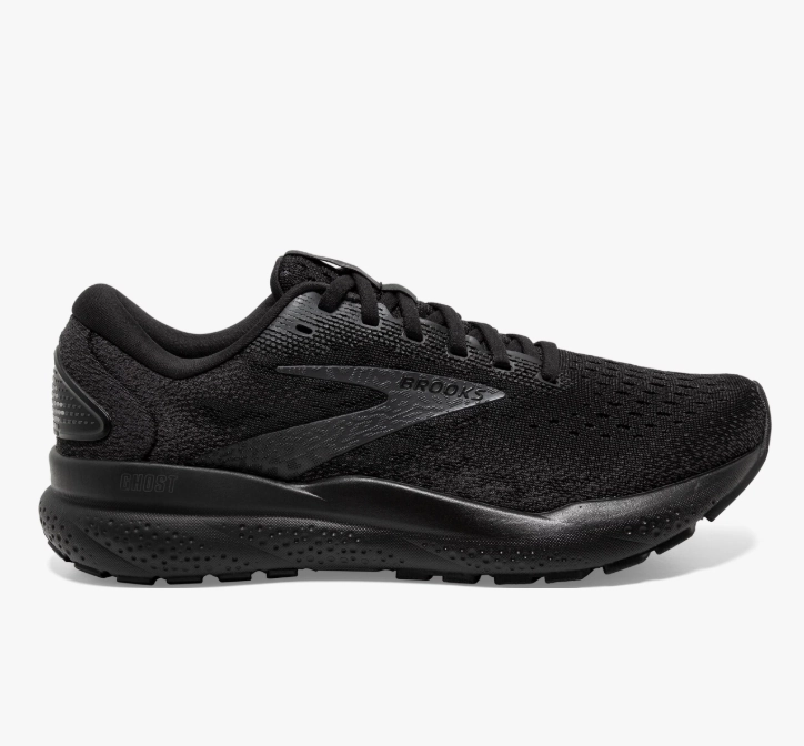Brooks Women's Ghost 16 Sneaker Black/Black/Ebony Elite Design Layered Look