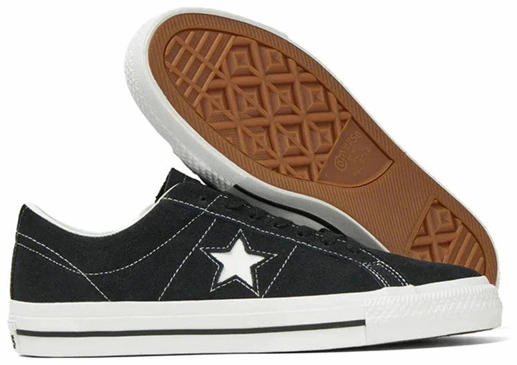 Converse One Star Pro Suede Low Top Black/Black/White Impact Resistance