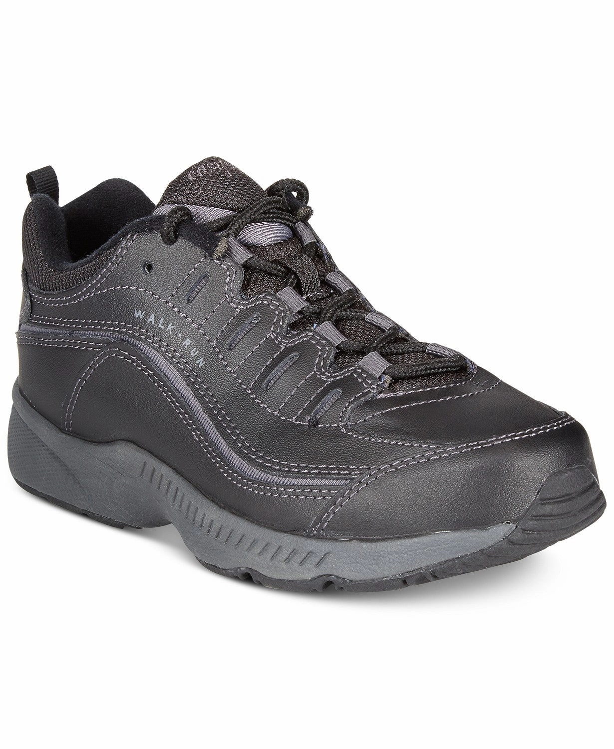 Easy Spirit Women's Romy Walking Shoes Black Leather Quick Dry Lining Shock Vibe